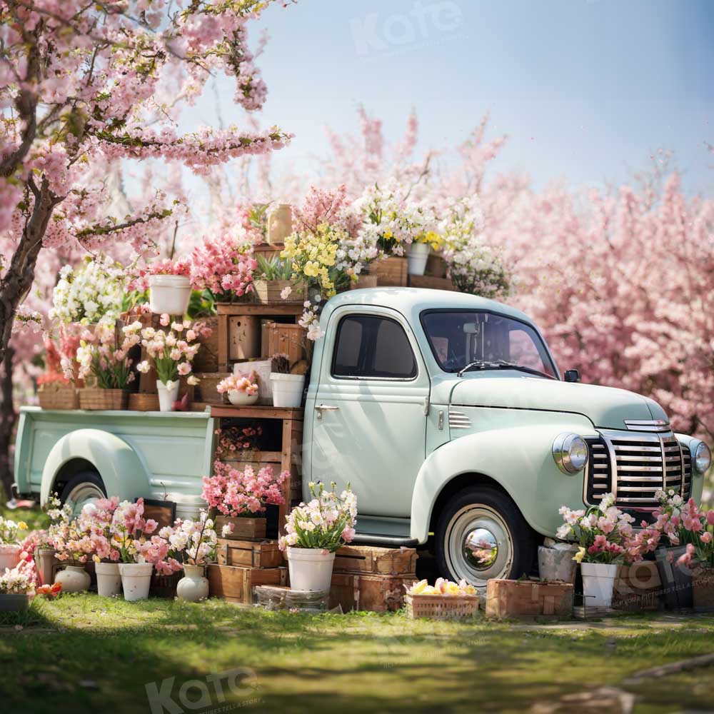 Kate Spring Pink Flowers Truck Backdrop Designed by Emetselch -UK