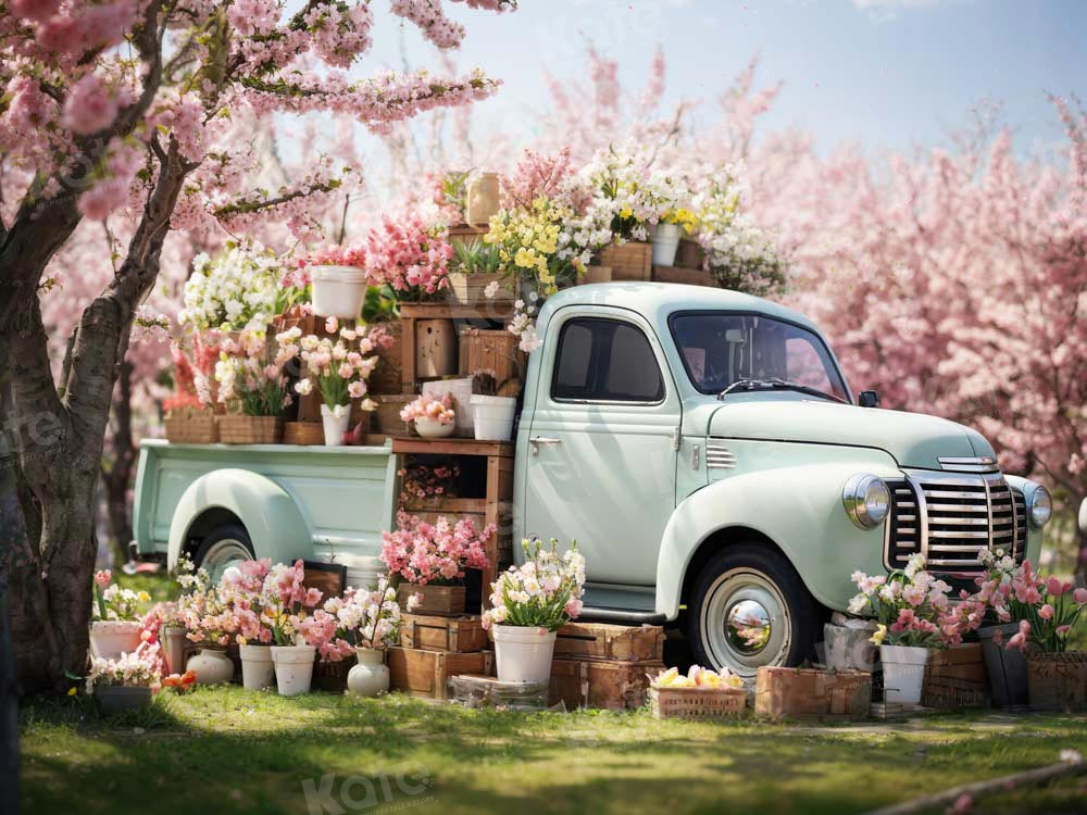 Kate Spring Pink Flowers Truck Backdrop Designed by Emetselch -UK