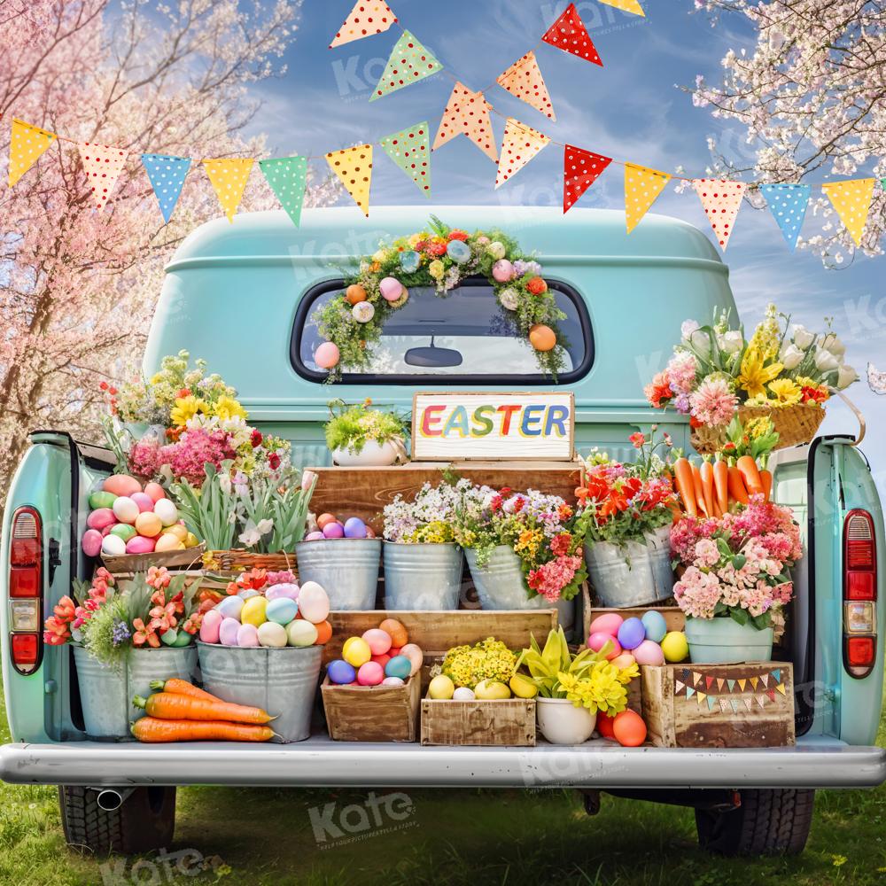 Kate Easter Truck Green Plant Eggs Backdrop Designed by Emetselch -UK