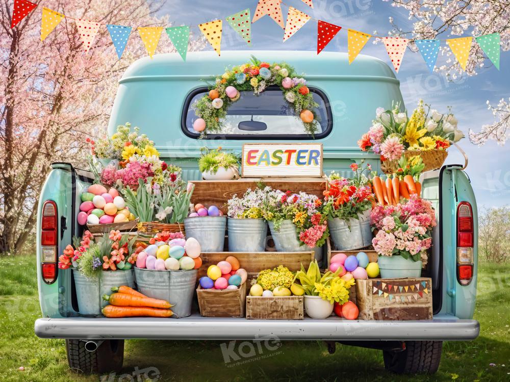 Kate Easter Truck Green Plant Eggs Backdrop Designed by Emetselch -UK