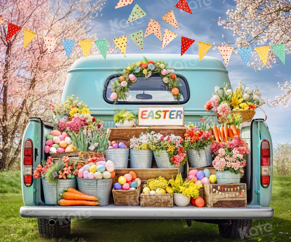 Kate Easter Truck Green Plant Eggs Backdrop Designed by Emetselch
