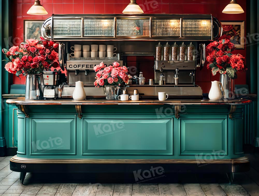 Kate 90's theme Valentine's Day Flower Cafe Backdrop Designed by Emetselch -UK