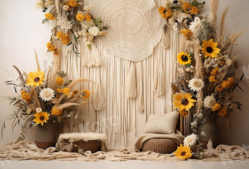 Kate Boho Sunflower Wall Backdrop Designed by Emetselch