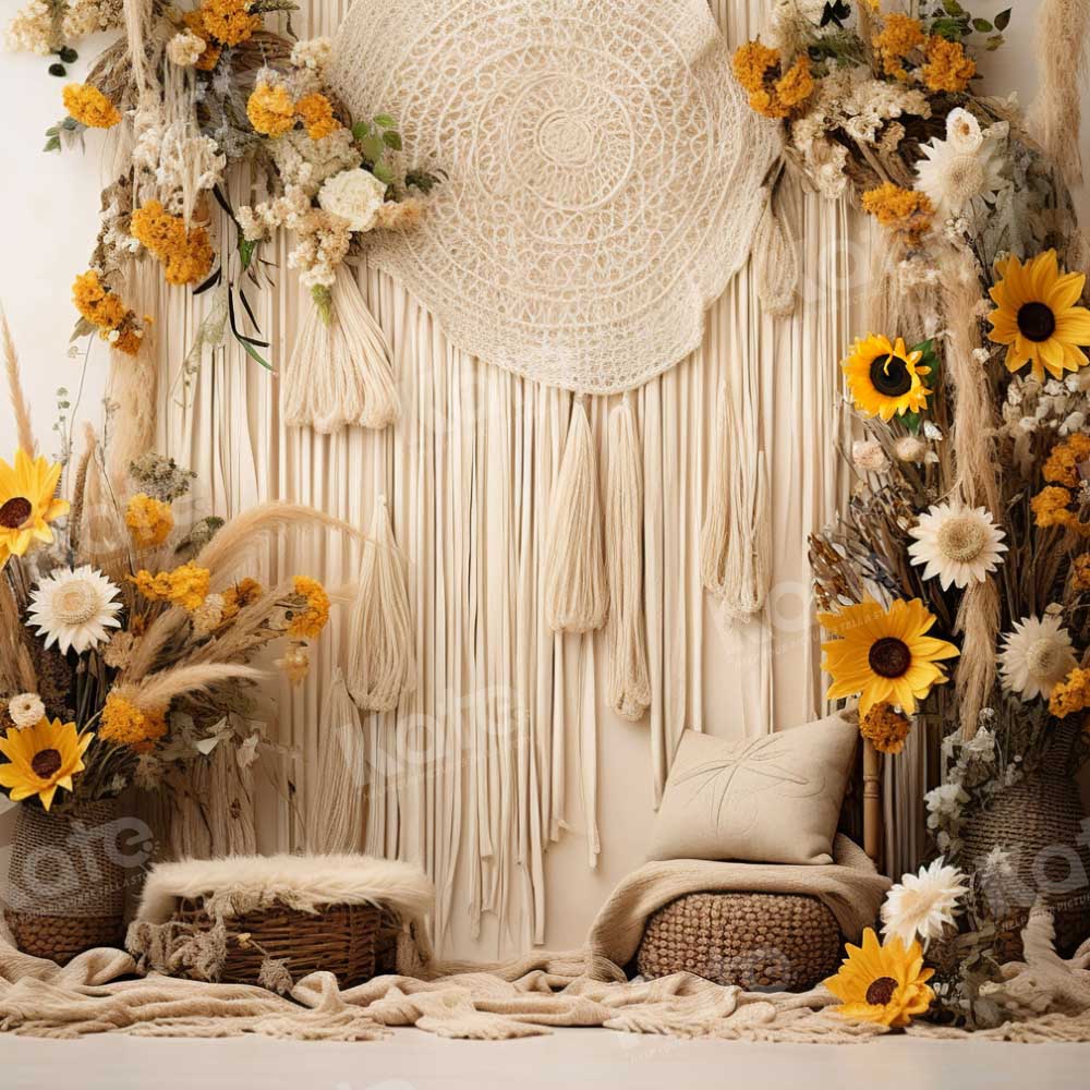 Kate Boho Sunflower Wall Backdrop Designed by Emetselch