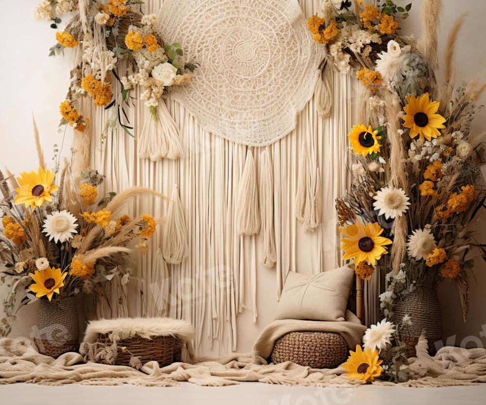 Kate Boho Sunflower Wall Backdrop Designed by Emetselch -UK