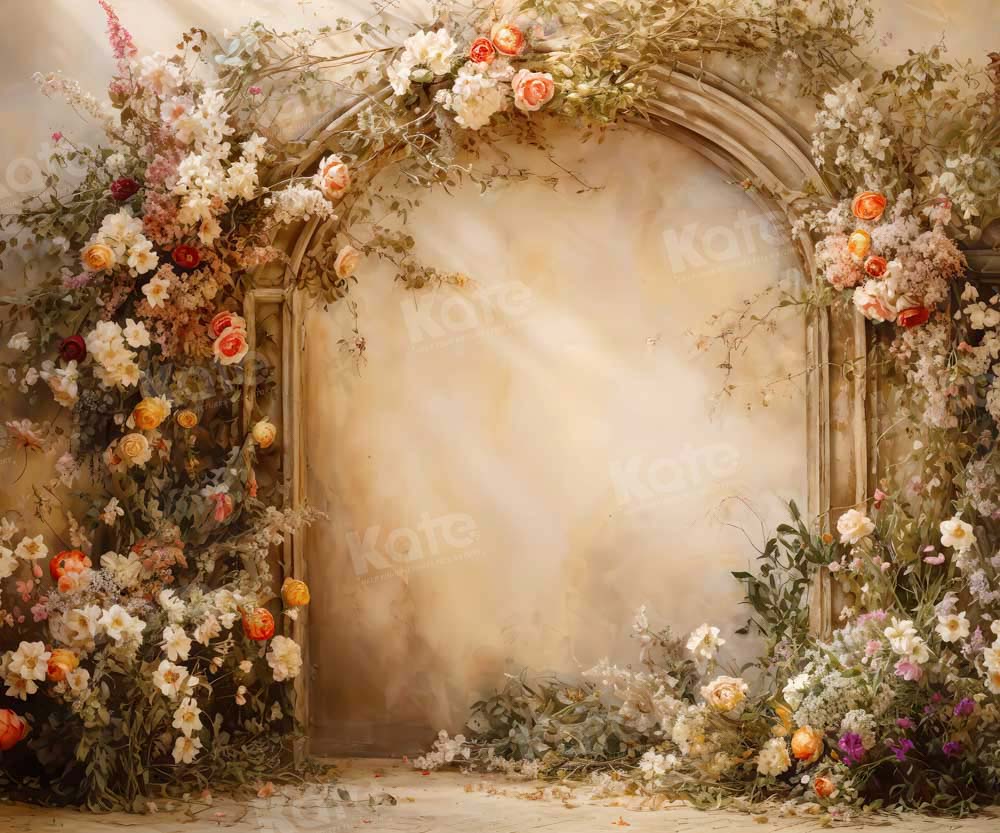 Kate Boho Beige Flower Wall Spring Backdrop Designed by Emetselch