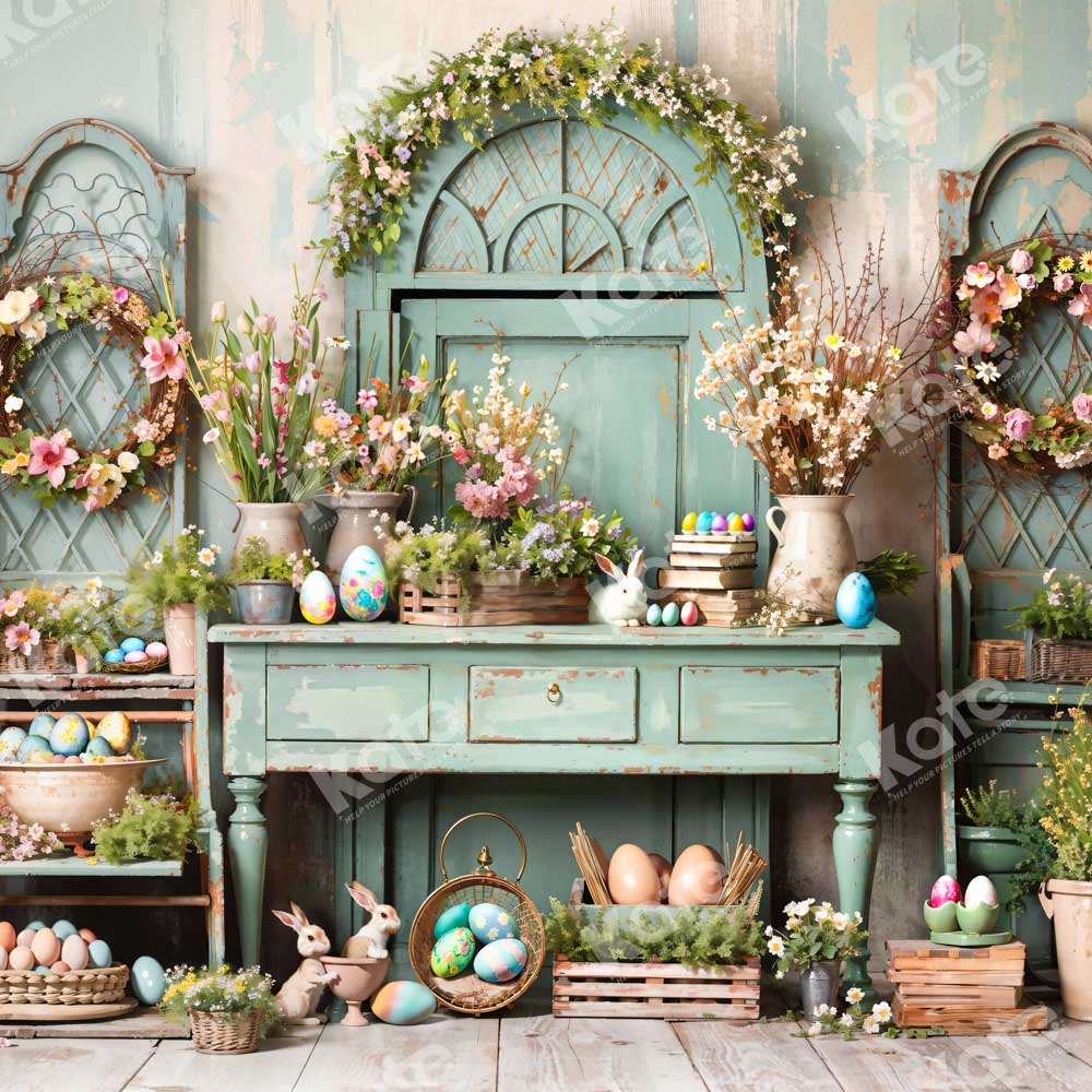 Kate Easter Greenery Flowers Backdrop Designed by Emetselch -UK