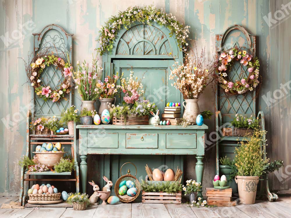 Kate Easter Greenery Flowers Backdrop Designed by Emetselch -UK