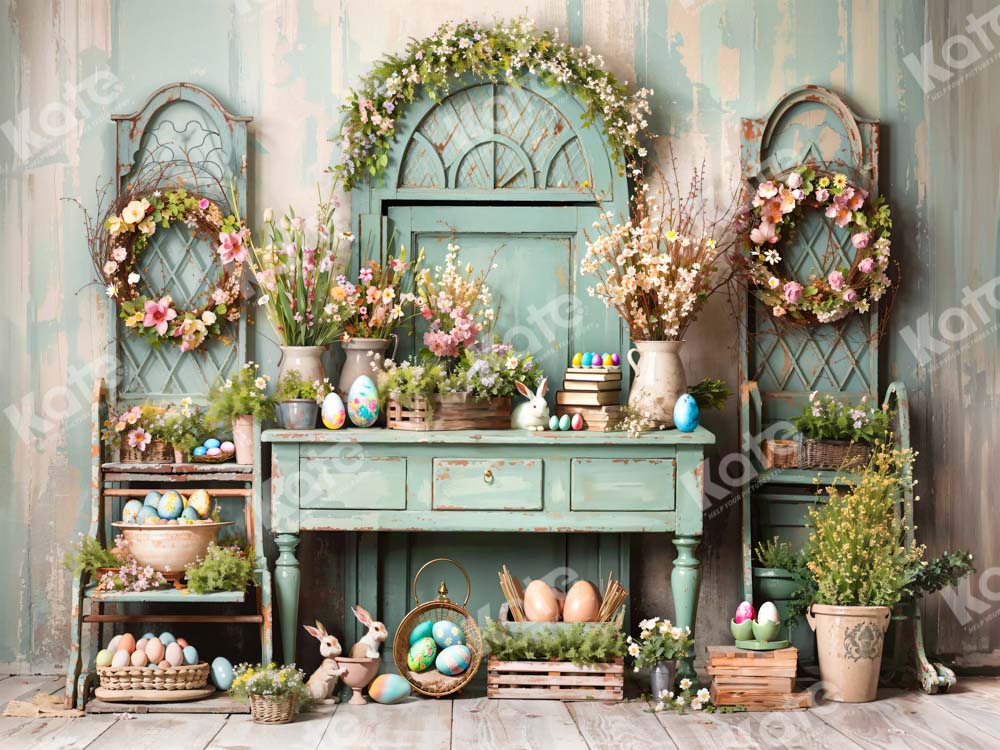 Kate Easter Greenery Flowers Backdrop Designed by Emetselch