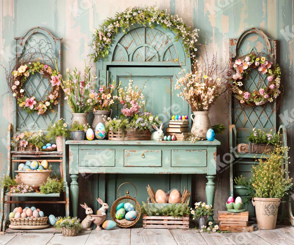 Kate Easter Greenery Flowers Backdrop Designed by Emetselch -UK