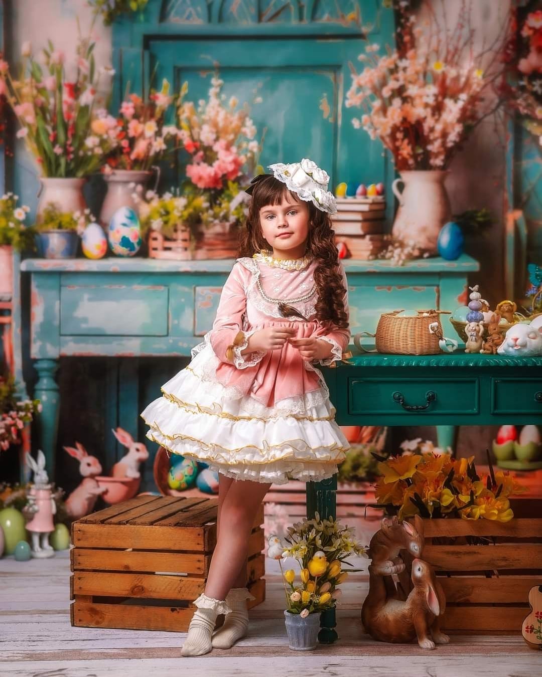 Kate Easter Greenery Flowers Backdrop Designed by Emetselch -UK