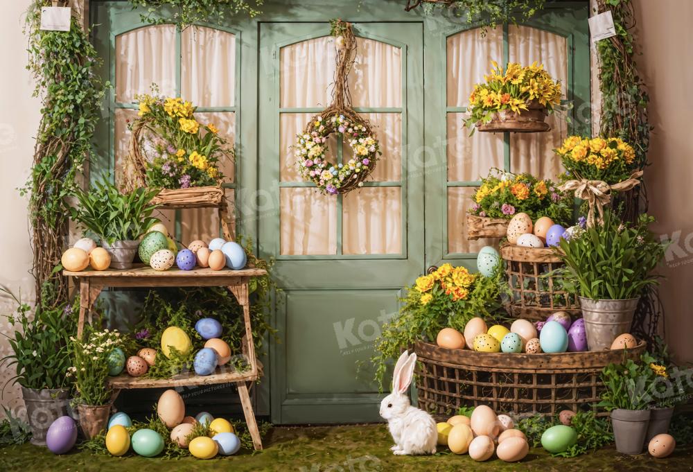 Kate Easter Eggs Flowers Green Door Backdrop Designed by Emetselch -UK