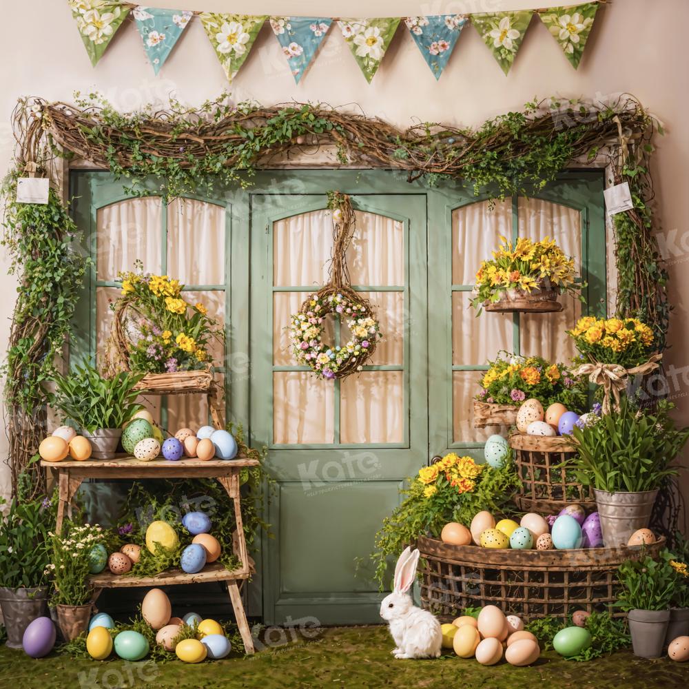 Kate Easter Eggs Flowers Green Door Backdrop Designed by Emetselch -UK