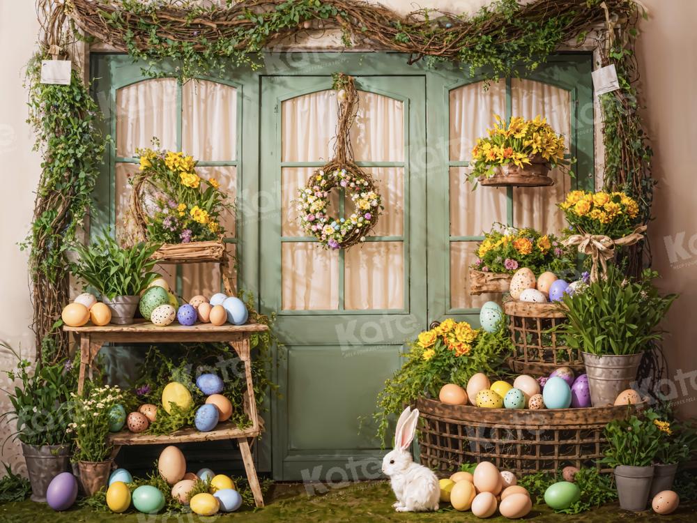 Kate Easter Eggs Flowers Green Door Backdrop Designed by Emetselch -UK