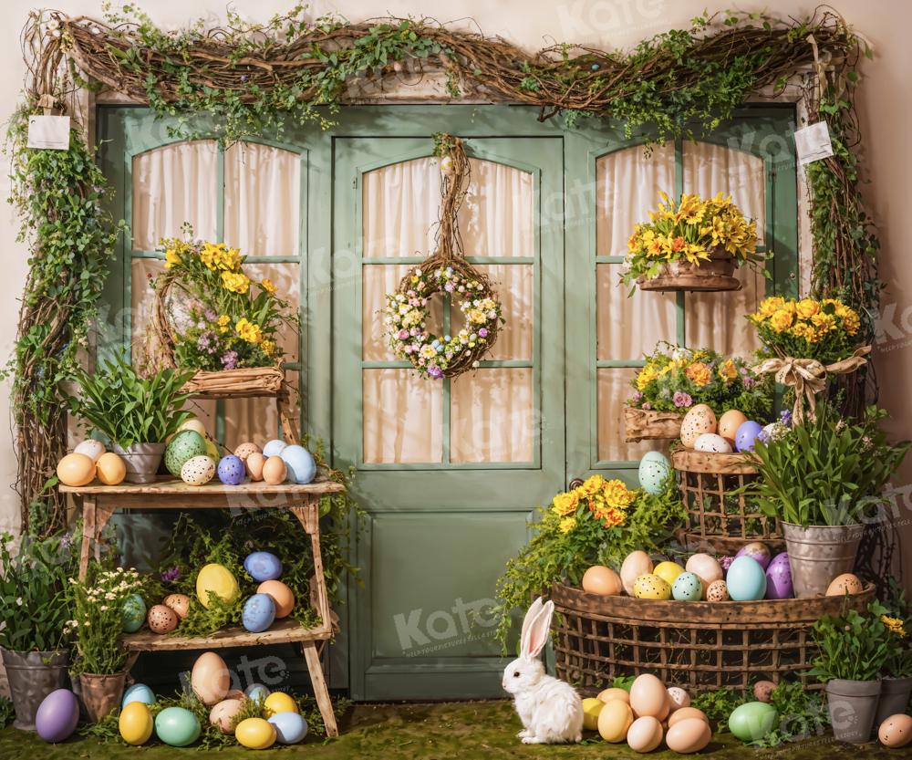 Kate Easter Eggs Flowers Green Door Backdrop Designed by Emetselch -UK