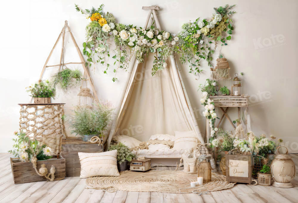 Kate Spring Boho Green Plant Room Backdrop Designed by Emetselch -UK