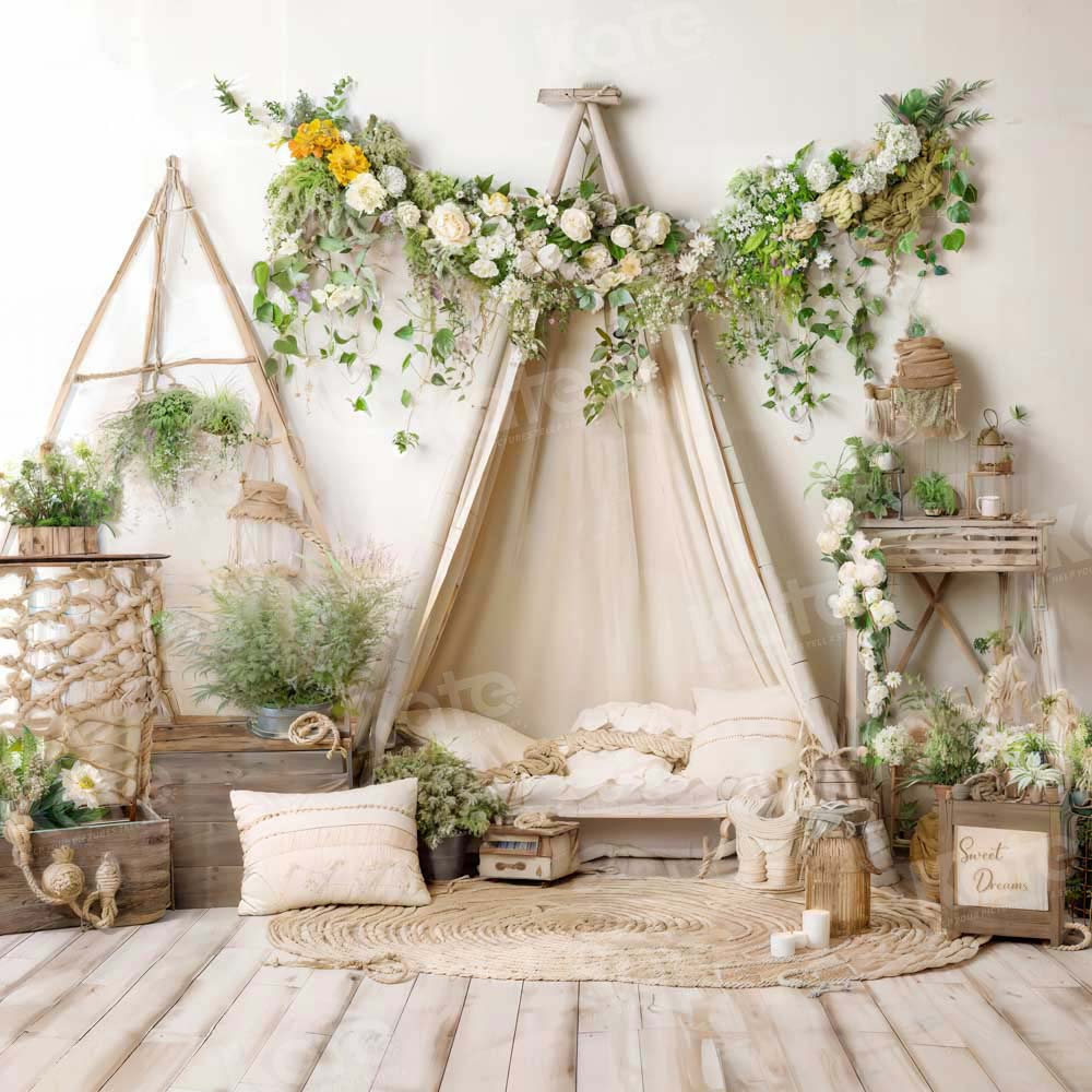 Kate Spring Boho Green Plant Room Backdrop Designed by Emetselch