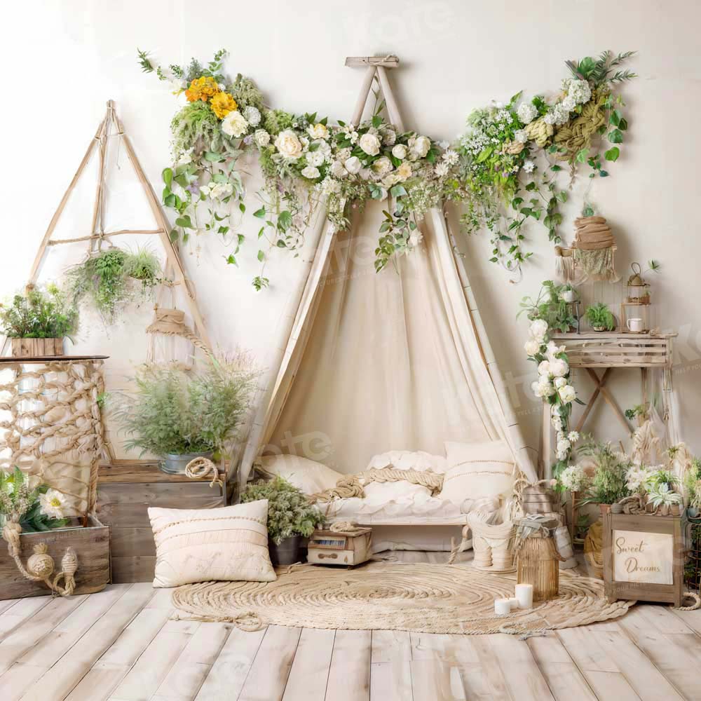 Kate Spring Boho Green Plant Room Backdrop Designed by Emetselch -UK