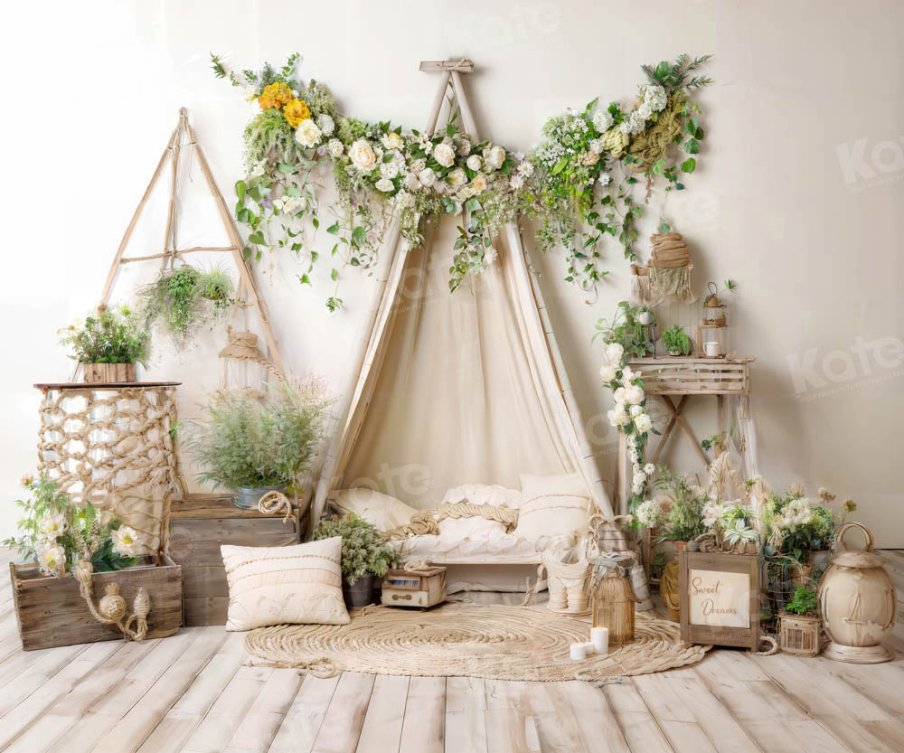 Kate Spring Boho Green Plant Room Backdrop Designed by Emetselch -UK