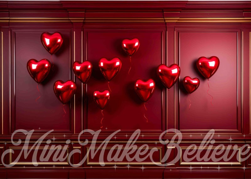 Kate Valentine Red Hearts Red Wall Backdrop Designed by Mini MakeBelieve -UK