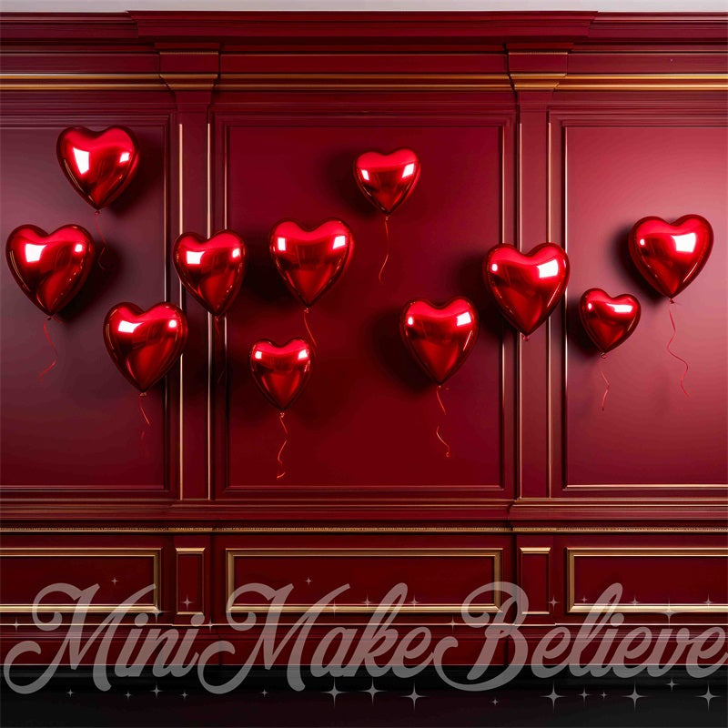 Kate Valentine Red Hearts Red Wall Backdrop Designed by Mini MakeBelieve -UK