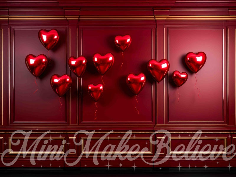 Kate Valentine Red Hearts Red Wall Backdrop Designed by Mini MakeBelieve -UK