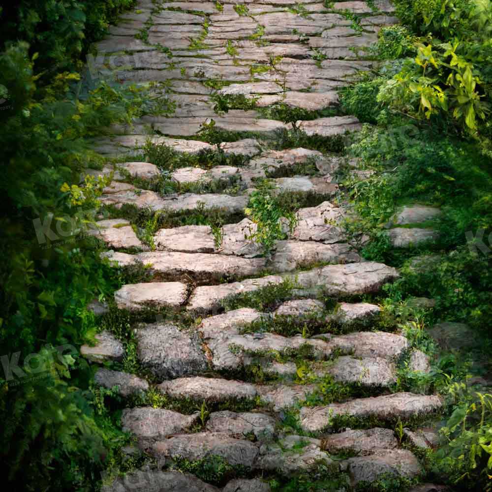 Kate Spring Green Grass Stone Floor Backdrop Designed by Kate Image -UK