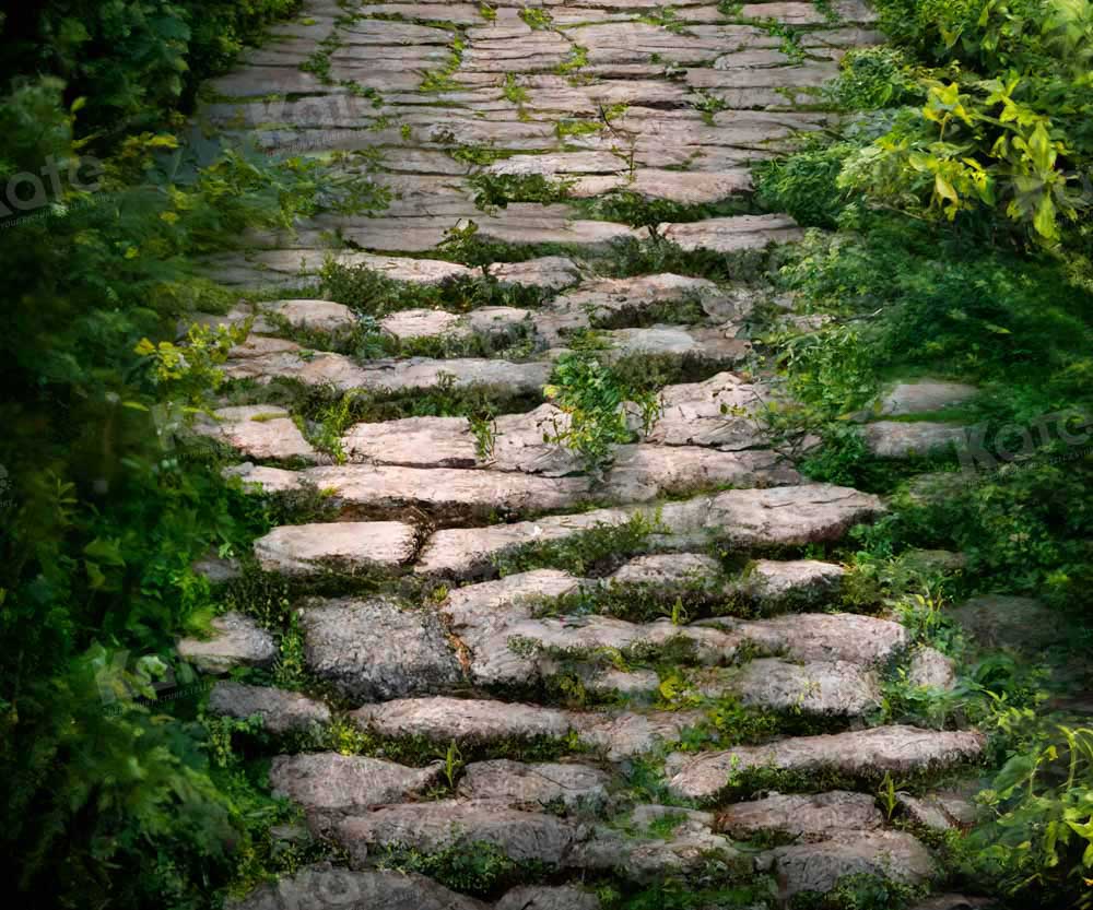 Kate Spring Green Grass Stone Floor Backdrop Designed by Kate Image -UK