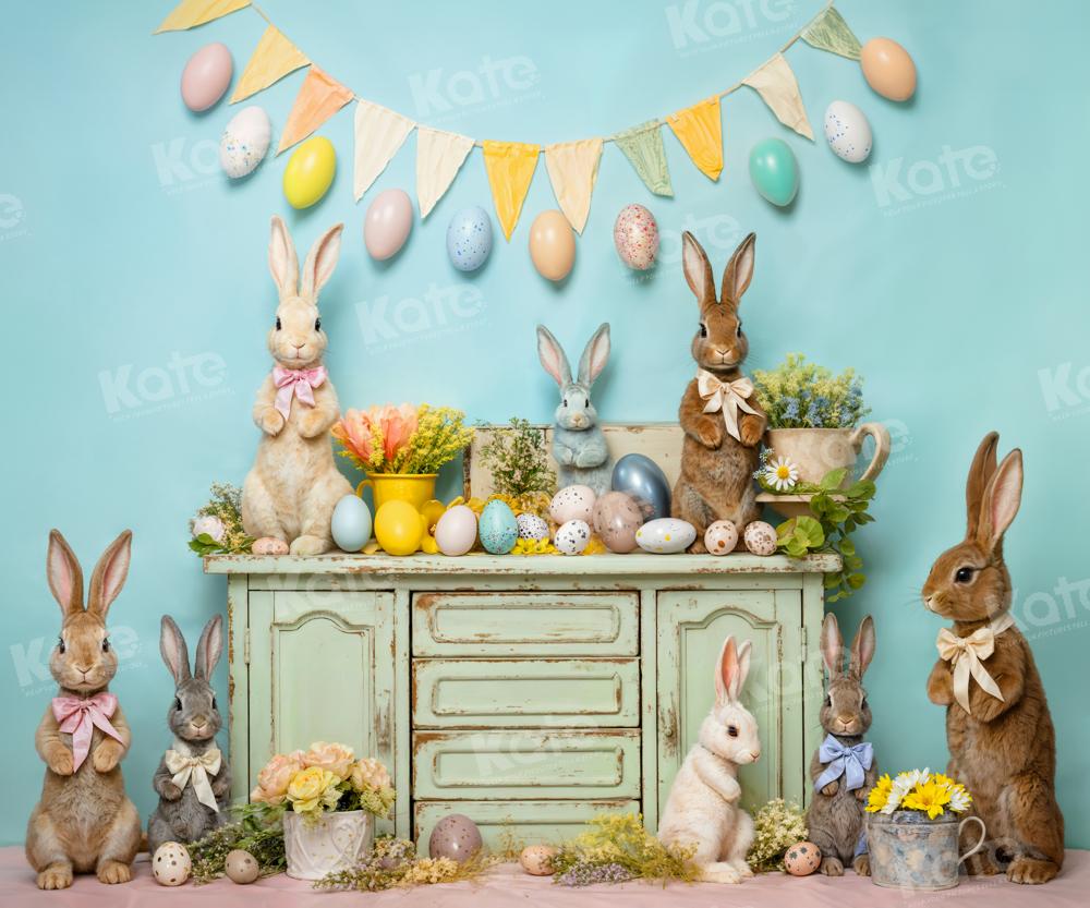 Kate Easter Egg Bunny Flowers Backdrop Designed by Emetselch