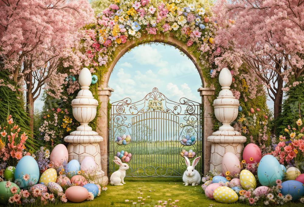 Kate Easter Bunny Colorful Flowers Arch Backdrop Designed by Chain Photography -UK