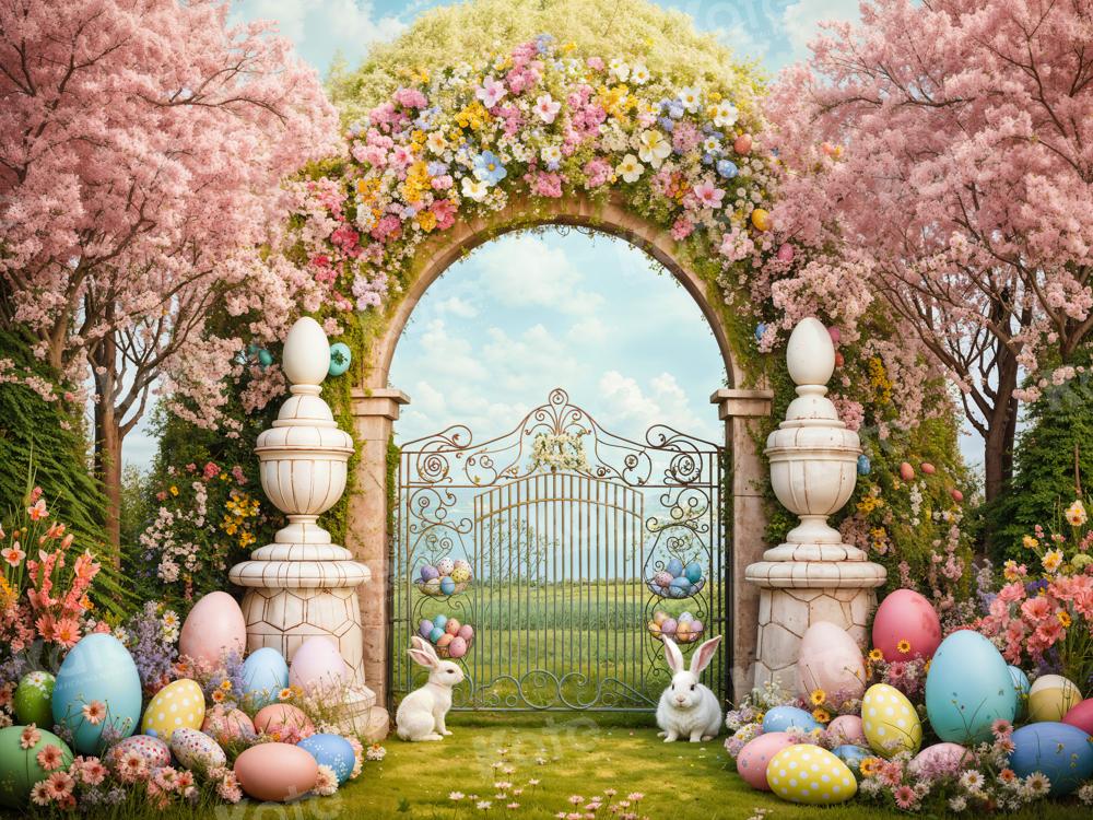 Kate Easter Bunny Colorful Flowers Arch Backdrop Designed by Chain Photography -UK