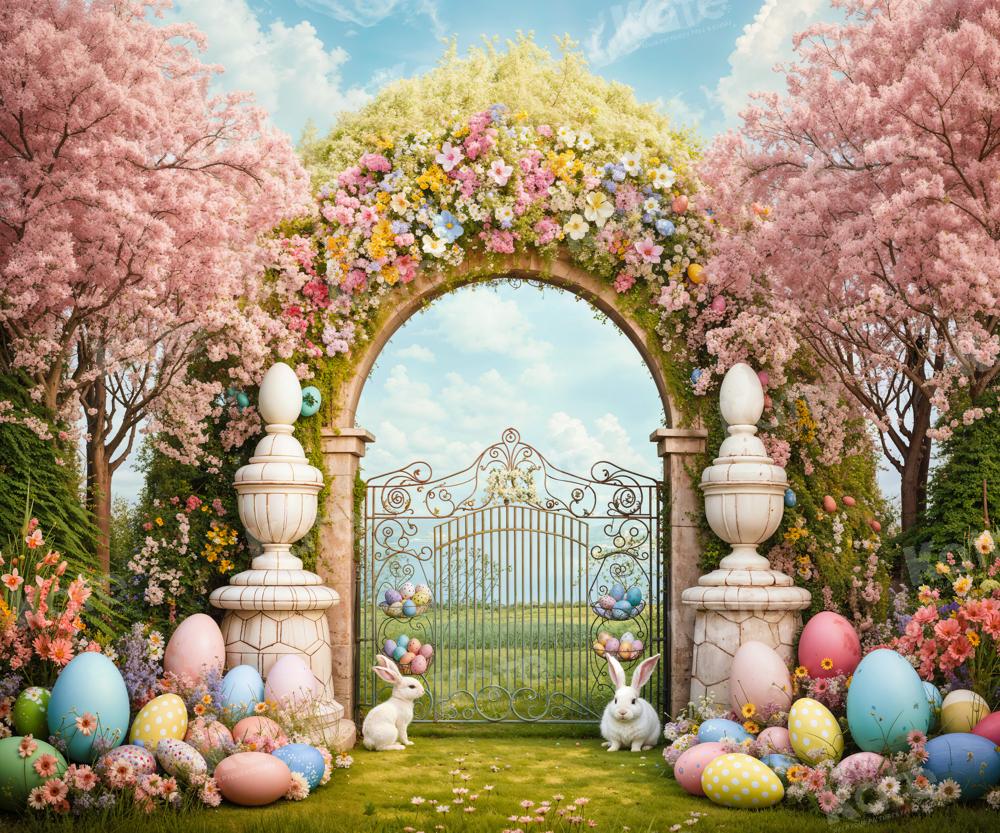 Kate Easter Bunny Colorful Flowers Arch Backdrop Designed by Chain Photography -UK