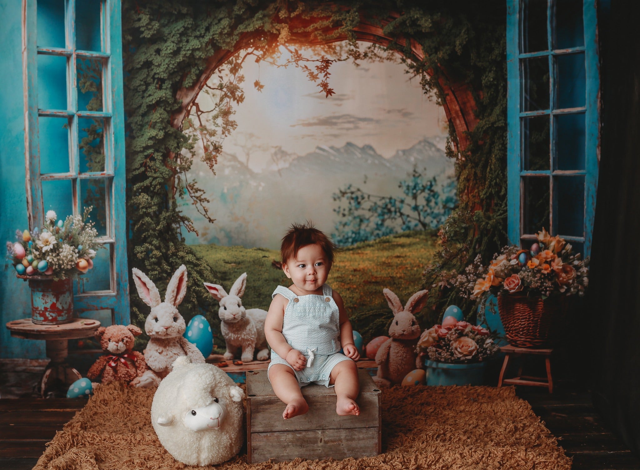 Kate Spring Easter Bunny Window Backdrop for Photography -UK