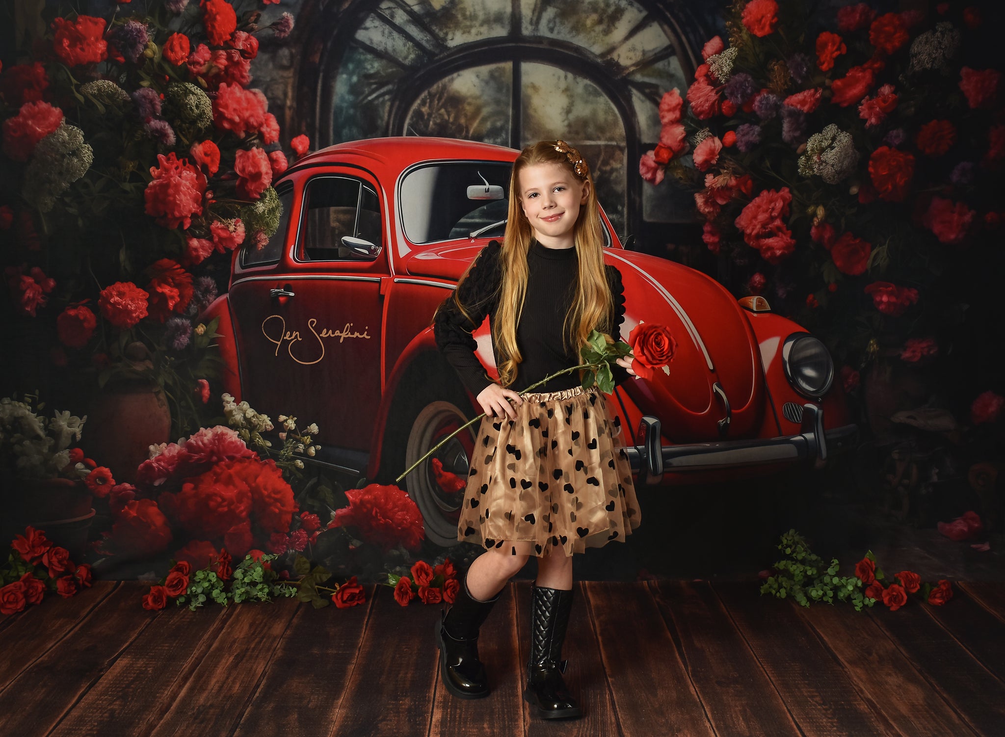 Kate Valentine's Day Red Car Backdrop Designed by Patty Robert -UK