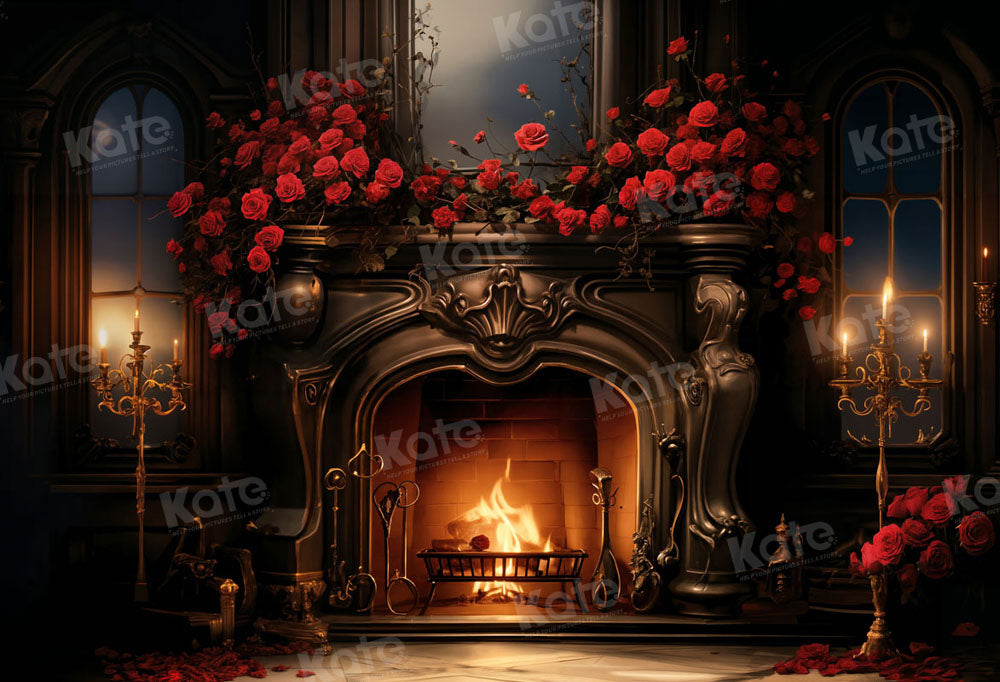 Kate Valentine Rose Metal Fireplace Backdrop Designed by Emetselch -UK