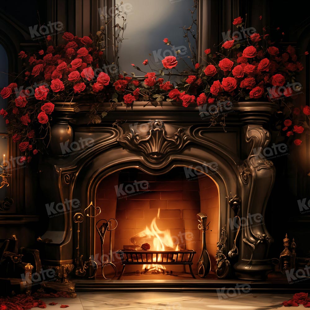 Kate Valentine Rose Metal Fireplace Backdrop Designed by Emetselch -UK