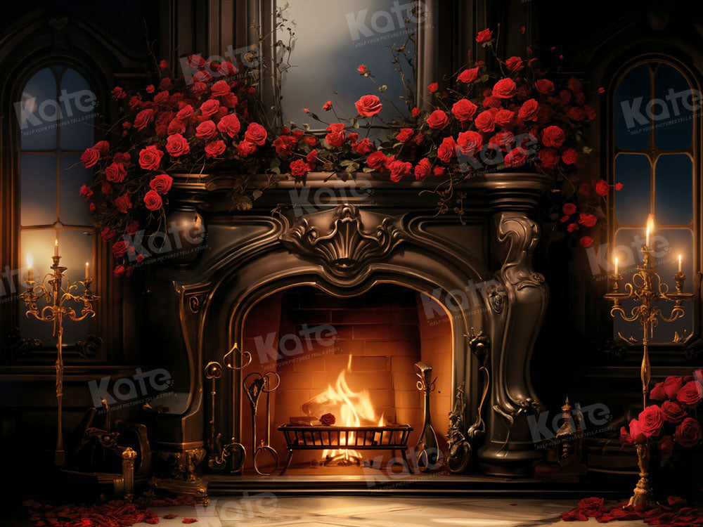 Kate Valentine Rose Metal Fireplace Backdrop Designed by Emetselch -UK