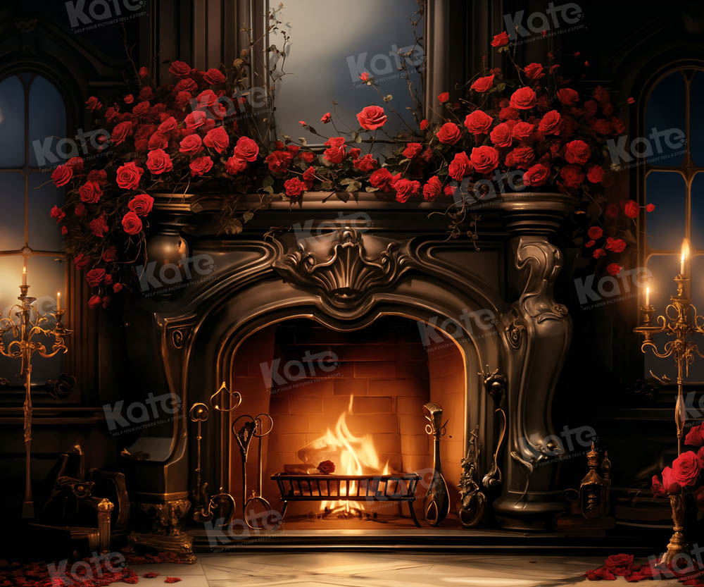 Kate Valentine Rose Metal Fireplace Backdrop Designed by Emetselch -UK