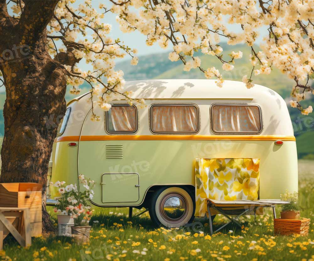 Kate Spring Flower Camping Car Backdrop Designed by Emetselch -UK