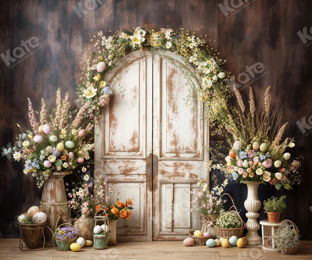 Kate Easter Egg Flower White Wooden Door Backdrop Designed by Chain Photography -UK