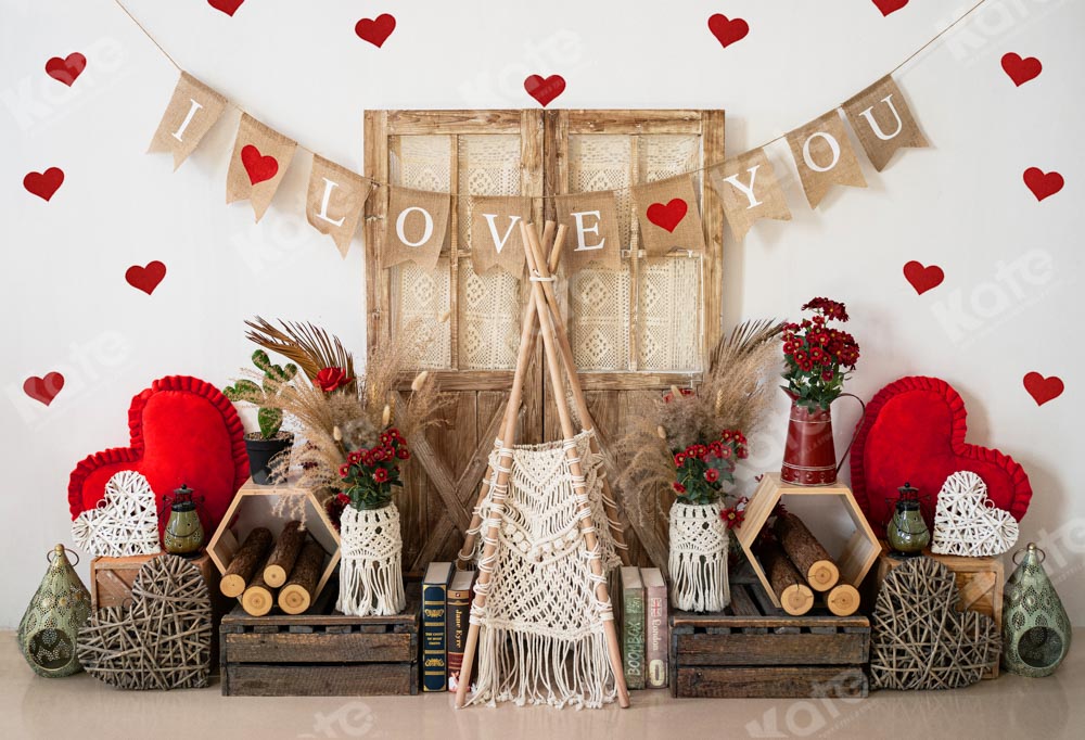 Kate Valentine's Day Boho I Love You Backdrop Designed by Emetselch -UK