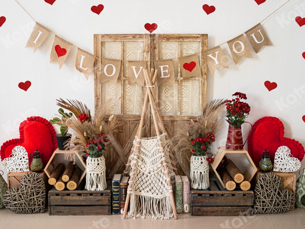 Kate Valentine's Day Boho I Love You Backdrop Designed by Emetselch -UK