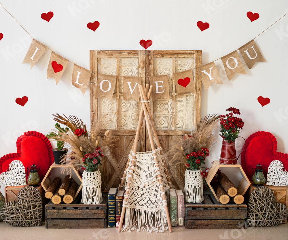 Kate Valentine's Day Boho I Love You Backdrop Designed by Emetselch -UK