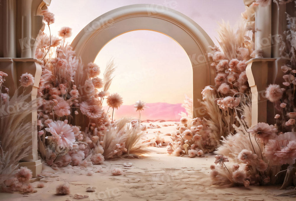 Kate Boho Pink Flowers Reed Arch Backdrop Designed by Chain Photography -UK