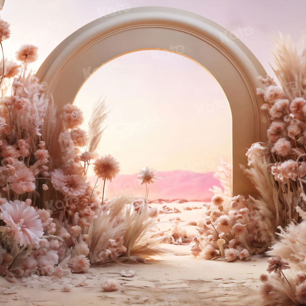Kate Boho Pink Flowers Reed Arch Backdrop Designed by Chain Photography -UK