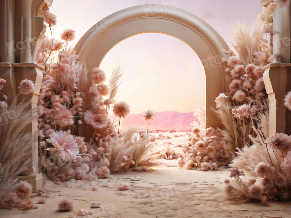 Kate Boho Pink Flowers Reed Arch Backdrop Designed by Chain Photography -UK