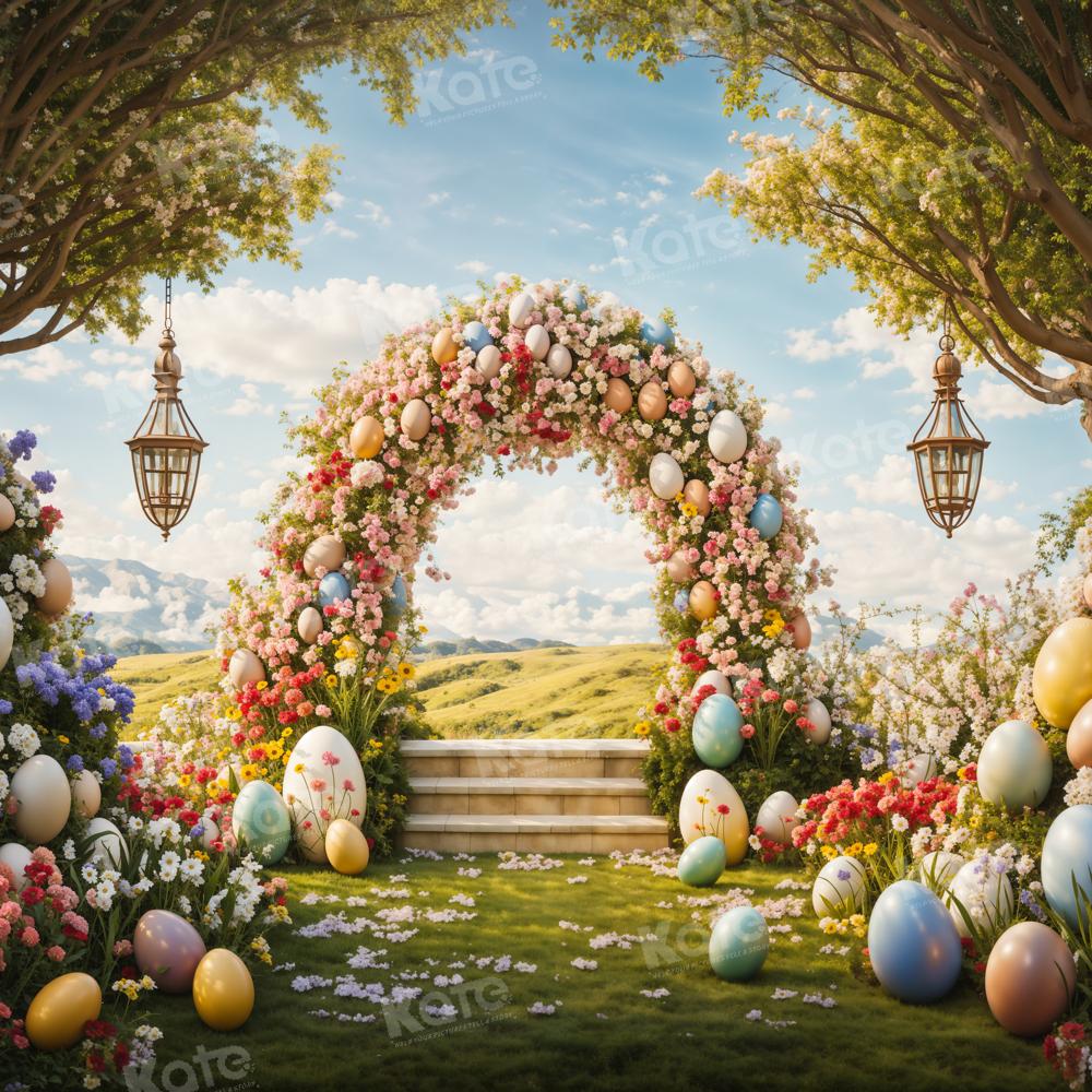 Kate Spring Easter Eggs Flowers Arch Backdrop Designed by Chain Photography