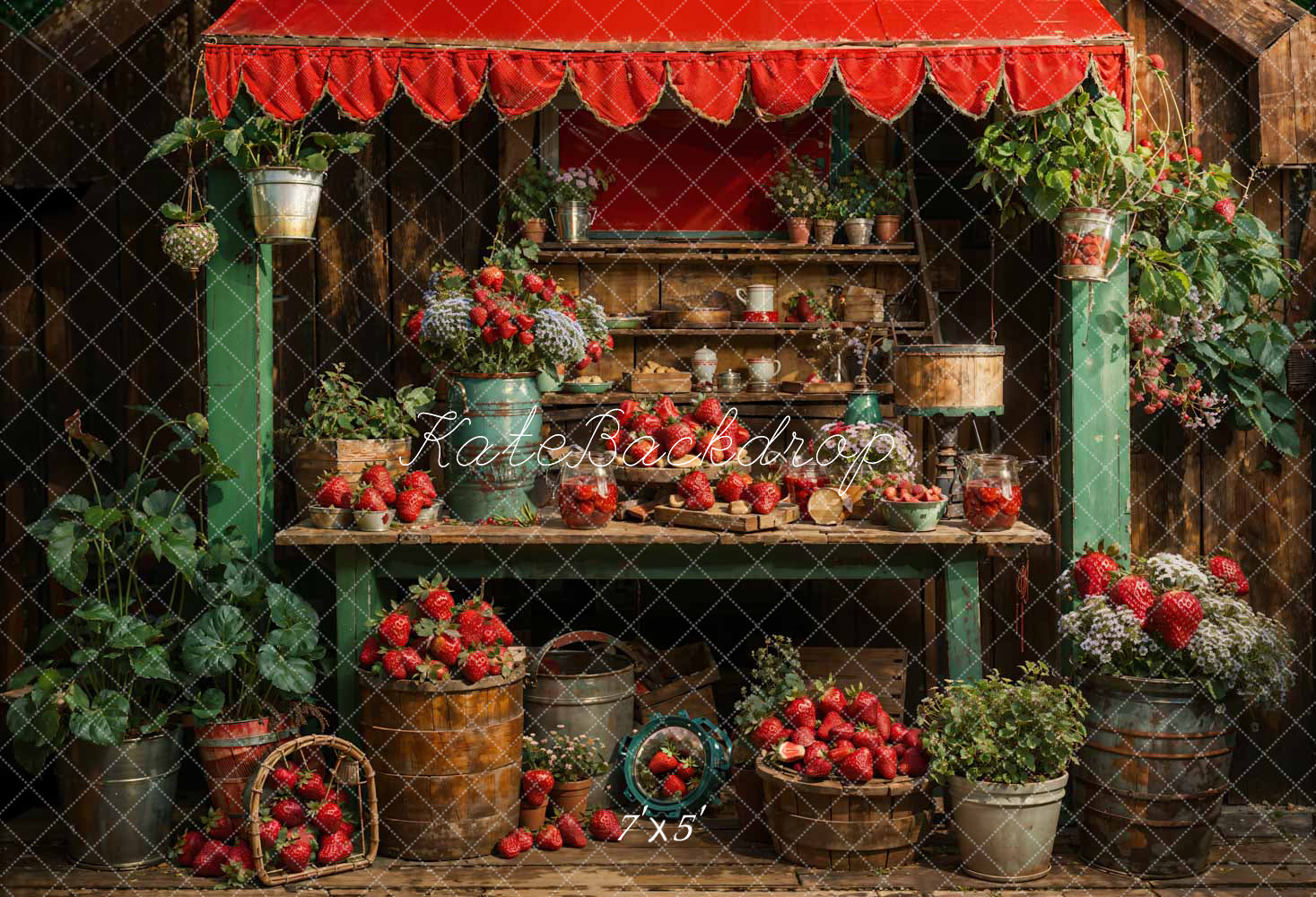 Kate Summer Strawberry Room Backdrop Designed by Chain Photography -UK