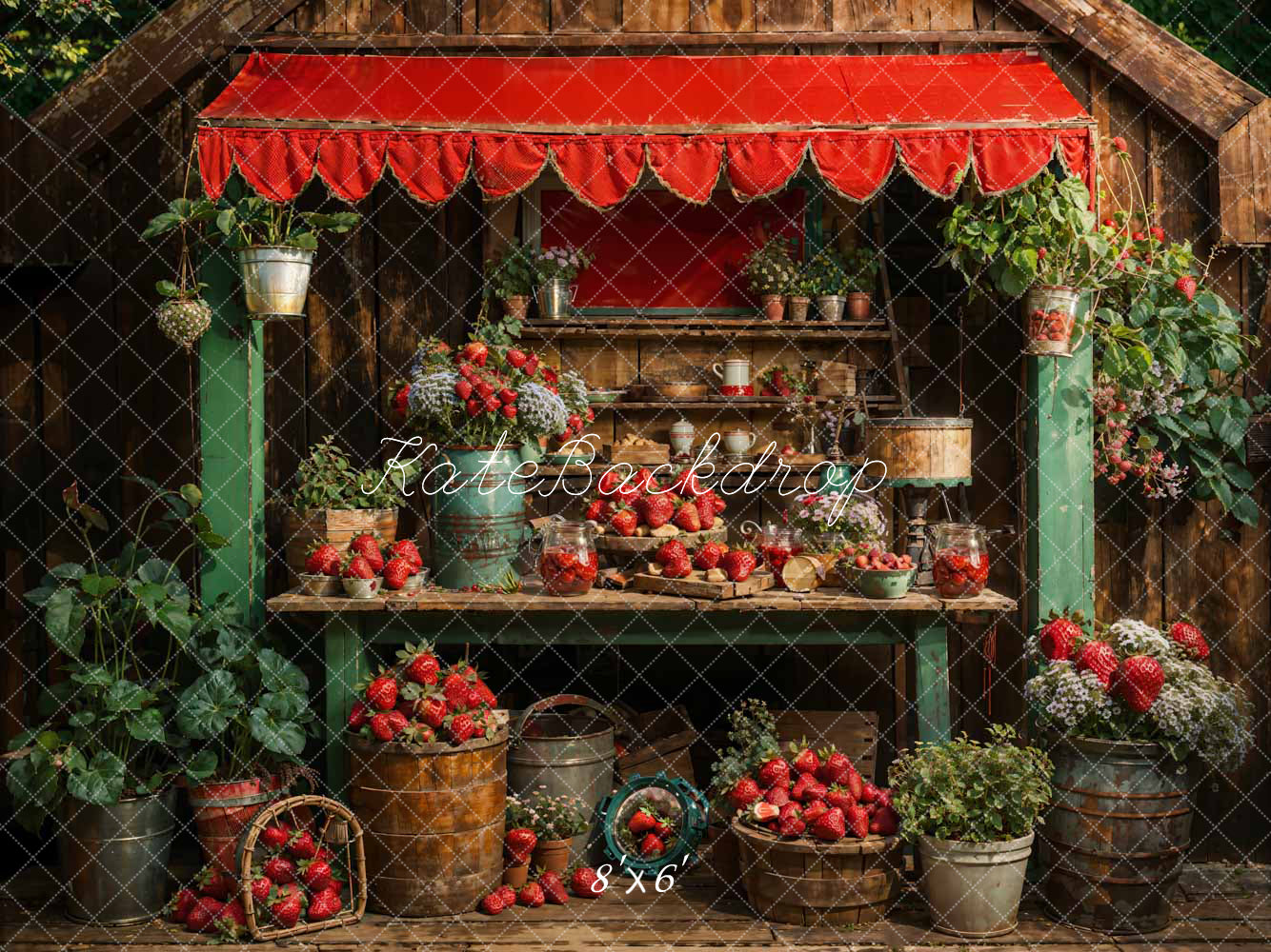 Kate Summer Strawberry Room Backdrop Designed by Chain Photography -UK