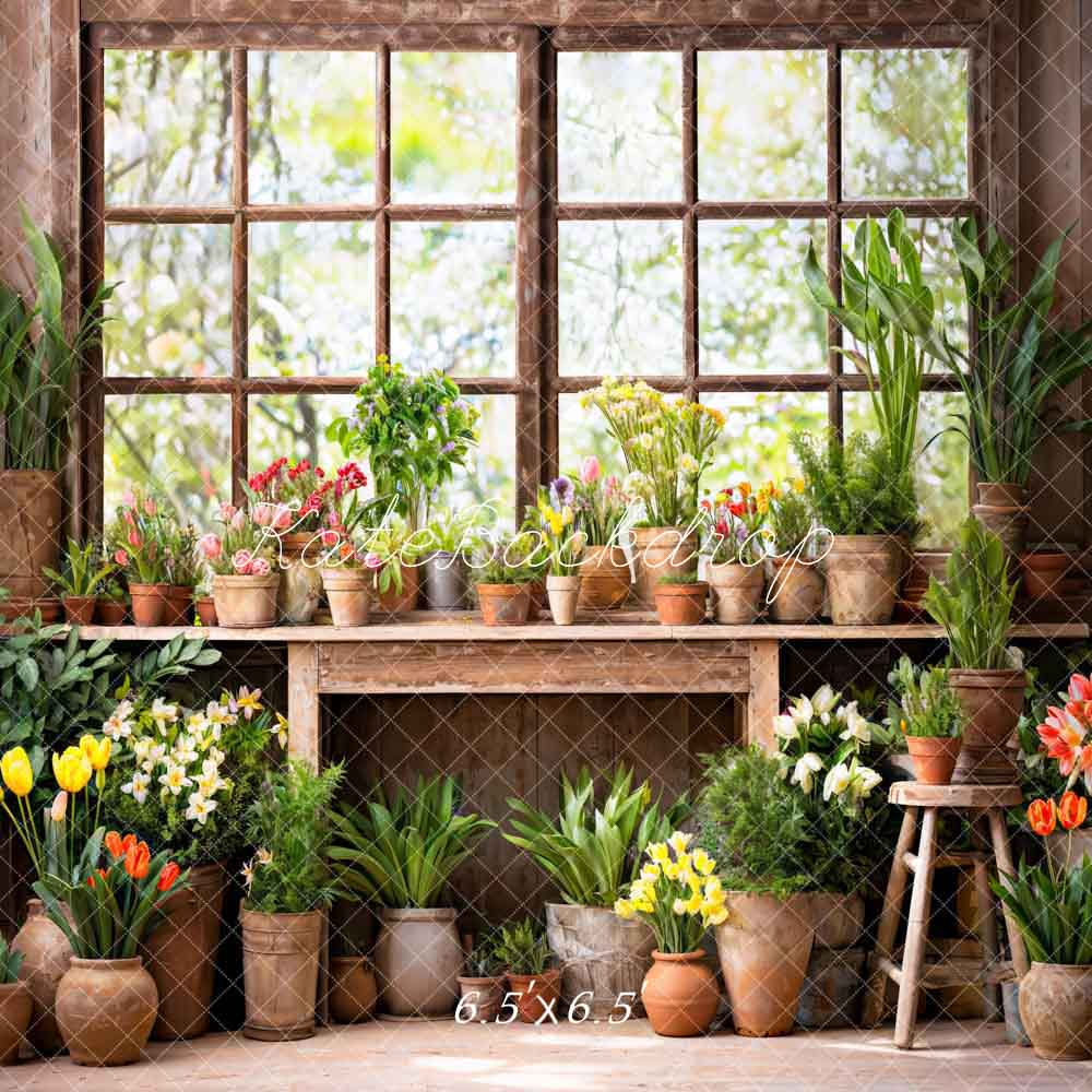 Kate Spring Green Plant Window Room Backdrop Designed by Chain Photography -UK